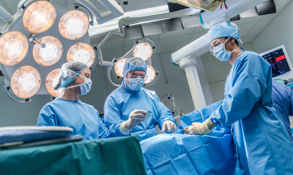 A group is surgeons operating in the OR using tissue allografts suggesting tissue sterilization was used.